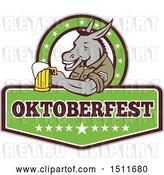 Vector Clip Art of Retro Military Donkey Holding a Beer Mug in an Oktoberfest Design by Patrimonio