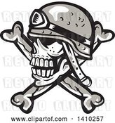 Vector Clip Art of Retro Military Skull and Crossbones with a Helmet by Patrimonio