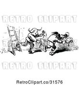 Vector Clip Art of Retro Mischievous Boys Stealing Chickens by Prawny Vintage
