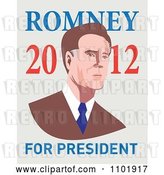 Vector Clip Art of Retro Mitt Romney in Style with 2012 for President Text by Patrimonio