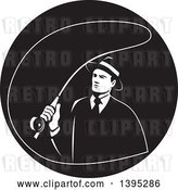 Vector Clip Art of Retro Mobster Gangster Guy Fly Fishing in a Circle by Patrimonio
