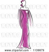 Vector Clip Art of Retro Model in a Purple Dress 1 by Vector Tradition SM