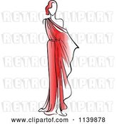 Vector Clip Art of Retro Model in a Red Dress by Vector Tradition SM