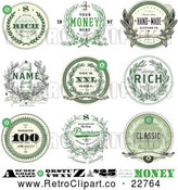 Vector Clip Art of Retro Money Wreath Seals with Sample Text by BestVector