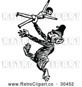 Vector Clip Art of Retro Monkey Dancing with a Doll by Prawny Vintage