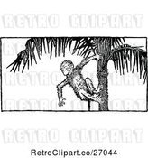 Vector Clip Art of Retro Monkey in a Palm Tree by Prawny Vintage