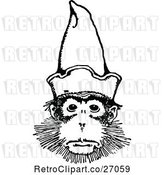 Vector Clip Art of Retro Monkey Wearing a Hat by Prawny Vintage