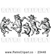 Vector Clip Art of Retro Monkeys Cat and Foxes Dancing by Prawny Vintage