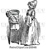 Vector Clip Art of Retro Mother and Baby in a High Chair by Prawny Vintage