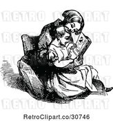 Vector Clip Art of Retro Mother and Child Reading by Prawny Vintage