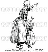 Vector Clip Art of Retro Mother and Daughter Waving Goodbye by Prawny Vintage