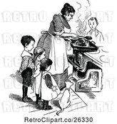 Vector Clip Art of Retro Mother and KChildren Cooking by Prawny Vintage