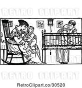 Vector Clip Art of Retro Mother and Nanny with a Baby by Prawny Vintage
