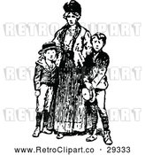 Vector Clip Art of Retro Mother and Sons by Prawny Vintage