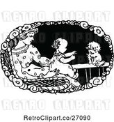 Vector Clip Art of Retro Mother Baby and Dog by Prawny Vintage