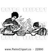 Vector Clip Art of Retro Mother Baking with Her Daughter by Prawny Vintage