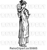 Vector Clip Art of Retro Mother Carrying a Baby by Prawny Vintage