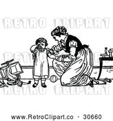Vector Clip Art of Retro Mother Comforting a Fussy Child by Prawny Vintage