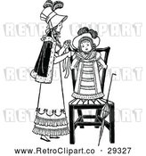 Vector Clip Art of Retro Mother Dressing Her Daughter by Prawny Vintage