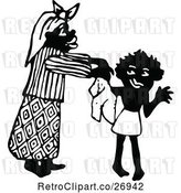 Vector Clip Art of Retro Mother Dressing Her Son by Prawny Vintage