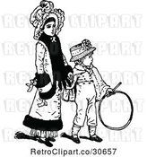 Vector Clip Art of Retro Mother Holding Hands with Her Son by Prawny Vintage