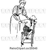 Vector Clip Art of Retro Mother Outting Her Son in Time out by Prawny Vintage