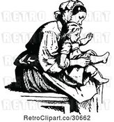 Vector Clip Art of Retro Mother Putting Socks on Her Daughter by Prawny Vintage