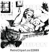 Vector Clip Art of Retro Mother Rocking Her Baby in a Cradle by Prawny Vintage