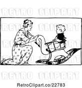 Vector Clip Art of Retro Mother Rocking Her Son on a Toy Swan by Prawny Vintage
