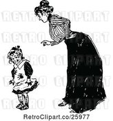 Vector Clip Art of Retro Mother Scolding Her Dirty Daughter by Prawny Vintage