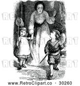 Vector Clip Art of Retro Mother Sending Children out to Chase Butterflies by Prawny Vintage