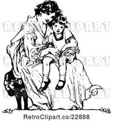 Vector Clip Art of Retro Mother Sitting with Her Daughter by Prawny Vintage