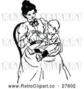 Vector Clip Art of Retro Mother with a Baby in Her Lap by Prawny Vintage