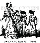 Vector Clip Art of Retro Mother with Children by Prawny Vintage