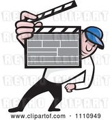 Vector Clip Art of Retro Movie Director Holding a Clapper Board by Patrimonio
