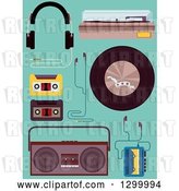 Vector Clip Art of Retro Music Equipment and Elements on Turquoise by BNP Design Studio