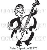 Vector Clip Art of Retro Musician Facing Right and Playing a Bass by BestVector