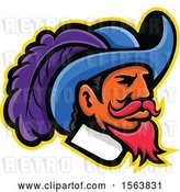 Vector Clip Art of Retro Musketeer Mascot Head by Patrimonio