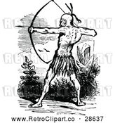 Vector Clip Art of Retro Native American Archer by Prawny Vintage