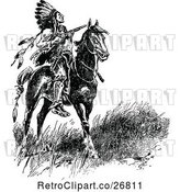 Vector Clip Art of Retro Native American Chief on Horseback by Prawny Vintage