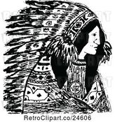 Vector Clip Art of Retro Native American Indian Chief by Prawny Vintage