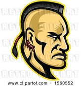 Vector Clip Art of Retro Native American Mohawk Warrior Brave in Profile by Patrimonio