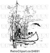 Vector Clip Art of Retro Native Americans in a Canoe by Prawny Vintage
