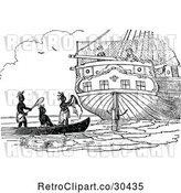 Vector Clip Art of Retro Navy Men and Natives on a Boat by Prawny Vintage