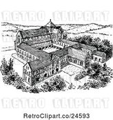 Vector Clip Art of Retro Norman Monastery by Prawny Vintage