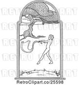 Vector Clip Art of Retro Nude Dancer Through a Window Scene by Prawny Vintage