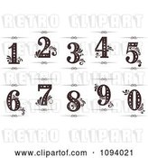 Vector Clip Art of Retro Numbers 1 Through 0 with Flourishes and Rule Dividers by Vector Tradition SM