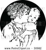 Vector Clip Art of Retro Nurturing Mother Kissing Her Baby by Prawny Vintage