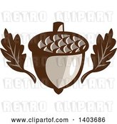 Vector Clip Art of Retro Oak Leaves and an Acorn by Patrimonio