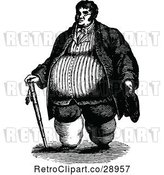 Vector Clip Art of Retro Obese Guy with a Cane by Prawny Vintage
